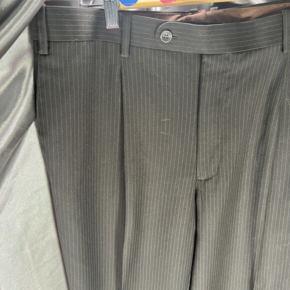 Caravelli 2-Pc Men's Suit Black Pin Superior 150s Blazer 44R Pants 38x44 FLAWS - Picture 14 of 16